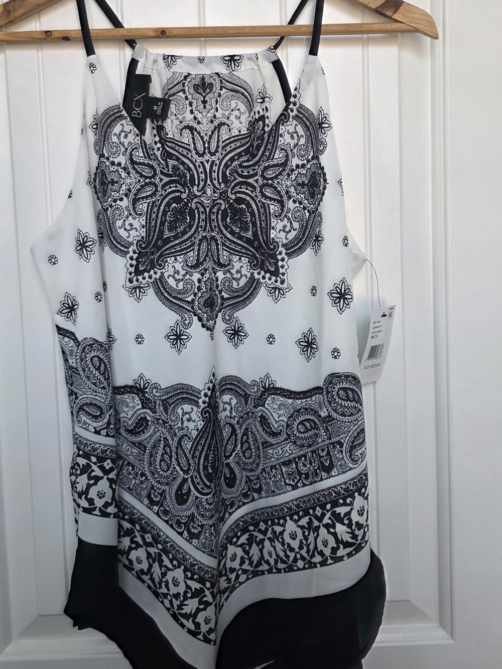BCX Black & White Paisley Halter Cami